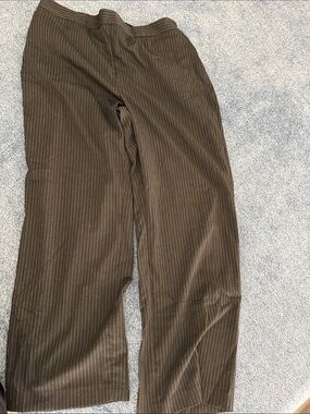 Catherines Black Pinstriped Slip-On Dress Trousers